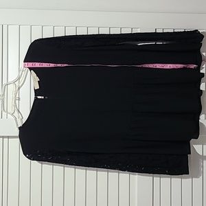 Loft blouse, peplum, long lace sleeves, black, size XS